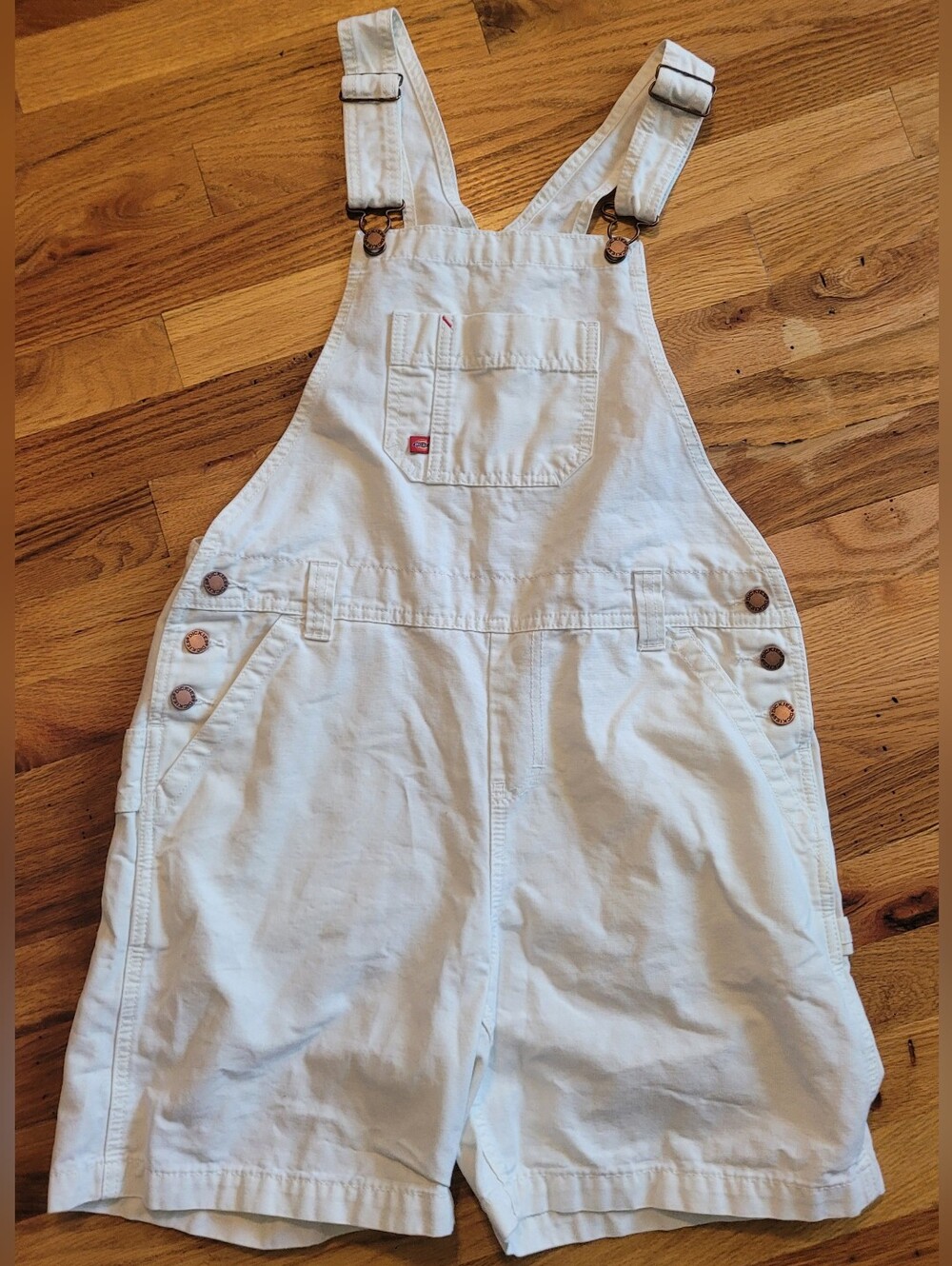Dickies Denim Bib Shorts White Womens Small Y2k Clean Girl